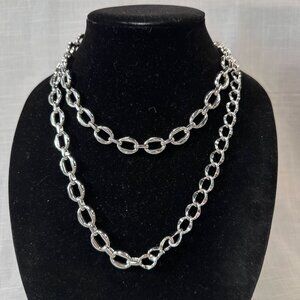 NY & Co Long Silver Tone Large Chain Link Necklace